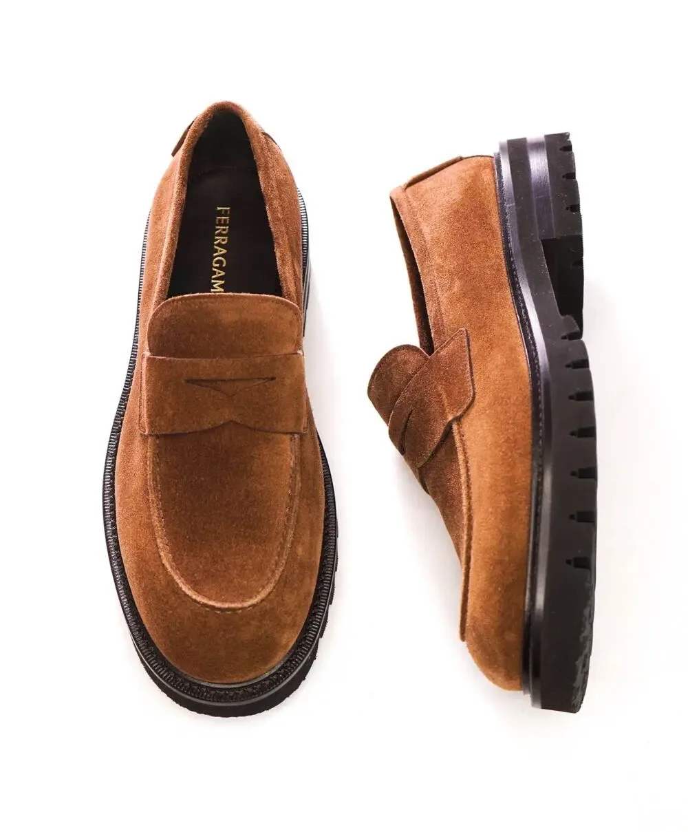 $995 FERRAGAMO - Brown Suede 